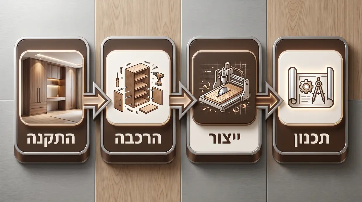 תרשים שלבי תהליך העבודה מול נגר מקצועי