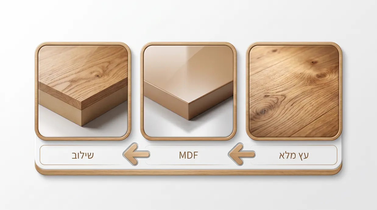 השוואה בין עץ מלא, MDF ושילוב בחומרי גלם לשולחנות כתיבה