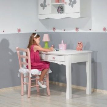 שולחן עבודה לבן פרפרים לילדים