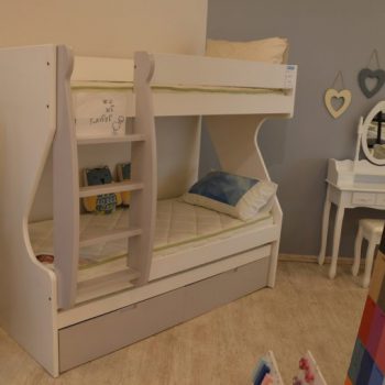 מיטות קומותיים לילדים לבן וסגול